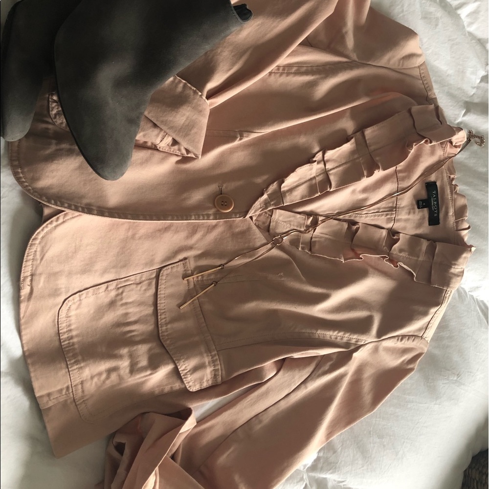 Talbots blush pink ruffled blazer